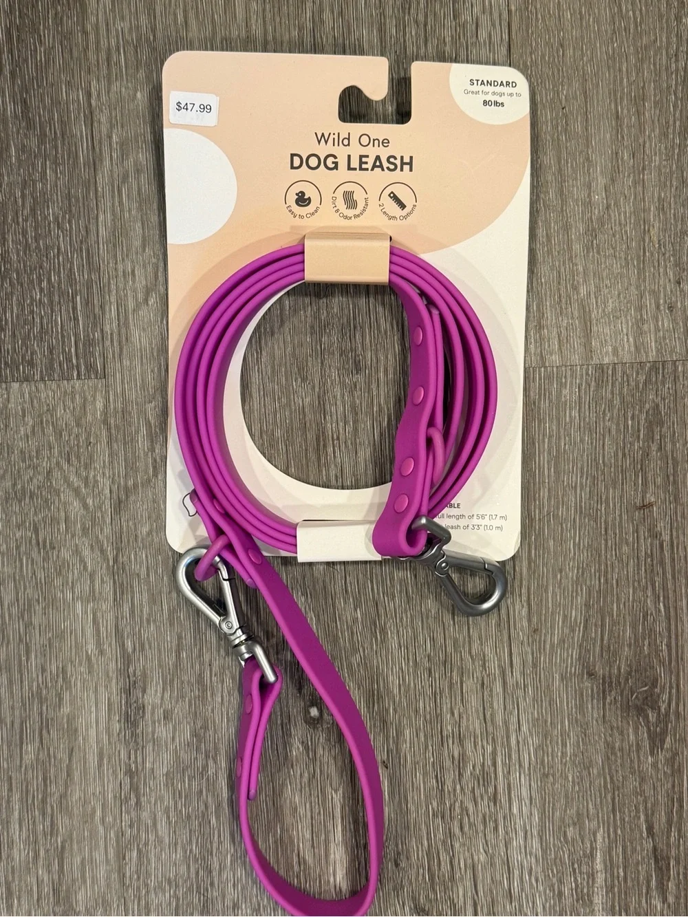 Wild One Dog Walking Set– Medium Collar, Standard Leash + Poop Bag - Orchid Pink